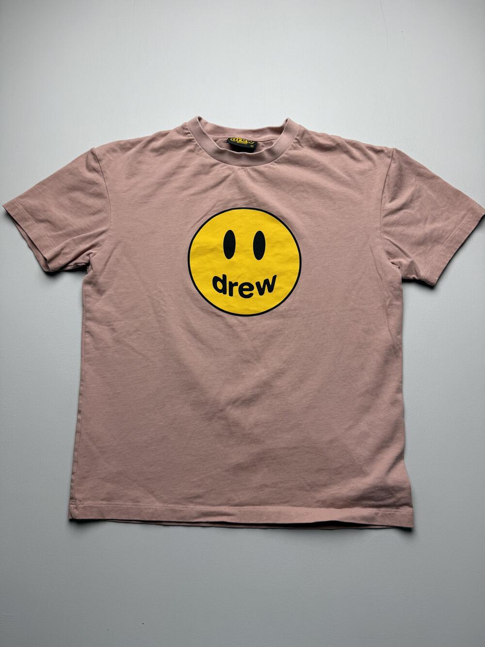 Drew House Shirt Mens Medium Pink Smiley Face Graphic Tee Streetwear Logo Beiber